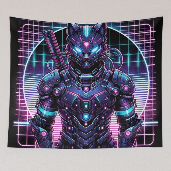 Item preview, Cyberpunk Armor Cat - High-Tech Samurai Warrior designed and sold by PrintFuel.