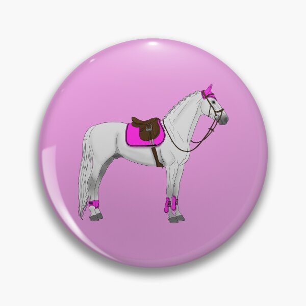 Item preview, White Hunter Jumper Horse with Hot Pink Accessories designed and sold by DappledMoon.