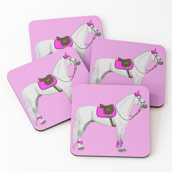 Item preview, White Hunter Jumper Horse with Hot Pink Accessories designed and sold by DappledMoon.