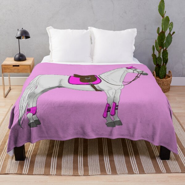 Item preview, White Hunter Jumper Horse with Hot Pink Accessories designed and sold by DappledMoon.