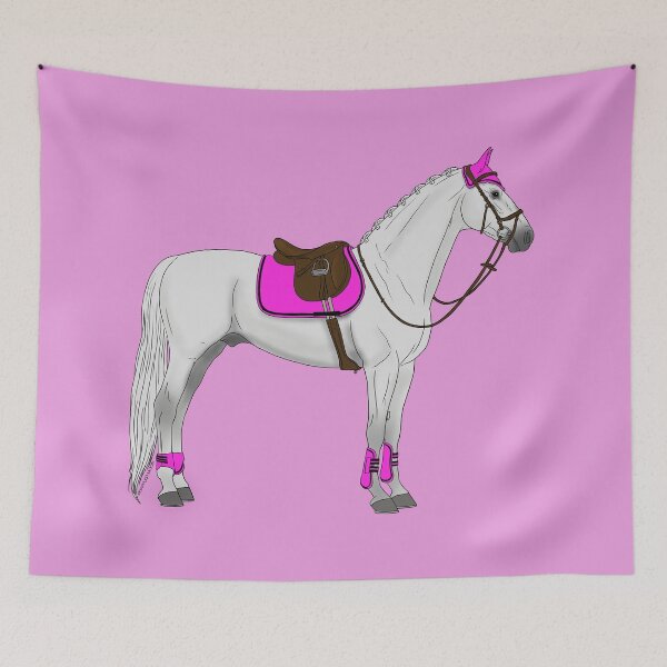 Item preview, White Hunter Jumper Horse with Hot Pink Accessories designed and sold by DappledMoon.