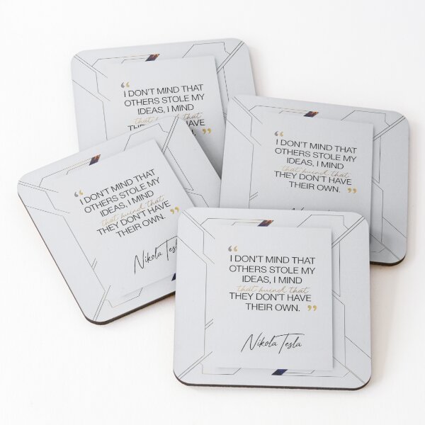 Item preview, "Stolen Ideas – Nikola Tesla Quote Wall Art for Innovators & Thinkers" designed and sold by TrendSh0p.