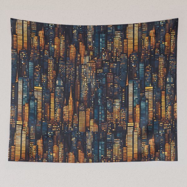 Item preview, Cityscape at Night Mosaic Pattern designed and sold by Glam-OOTD.