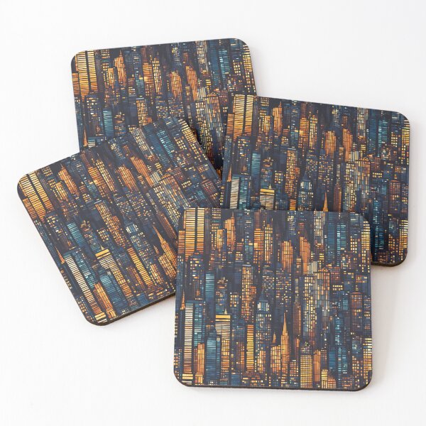Item preview, Cityscape at Night Mosaic Pattern designed and sold by Glam-OOTD.