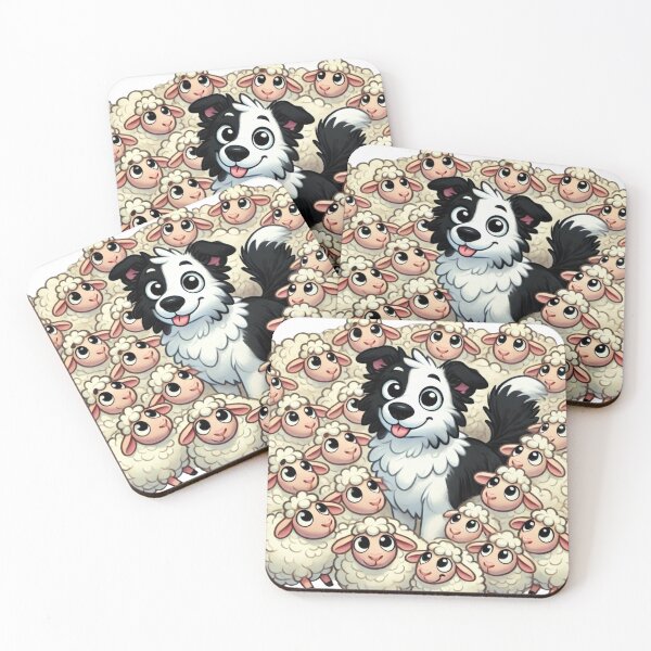 Item preview, Adorable Border Collie & Sheep Cartoon Design designed and sold by Willyboy16.