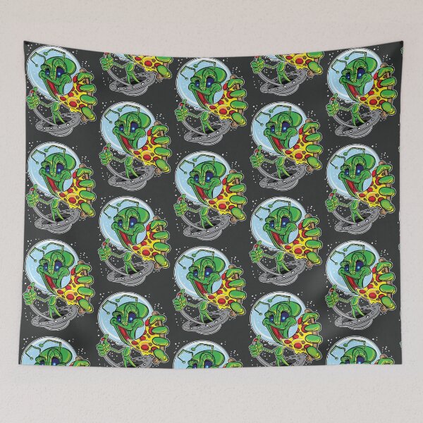Artikelvorschau, Alien-Pizza in einer fliegenden Untertasse entworfen und verkauft von eShirtLabs.