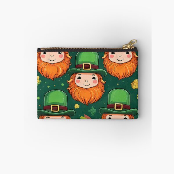 Item preview, Kawaii style leprechauns with coins, rainbow and shamrock leaves designed and sold by Designbes.