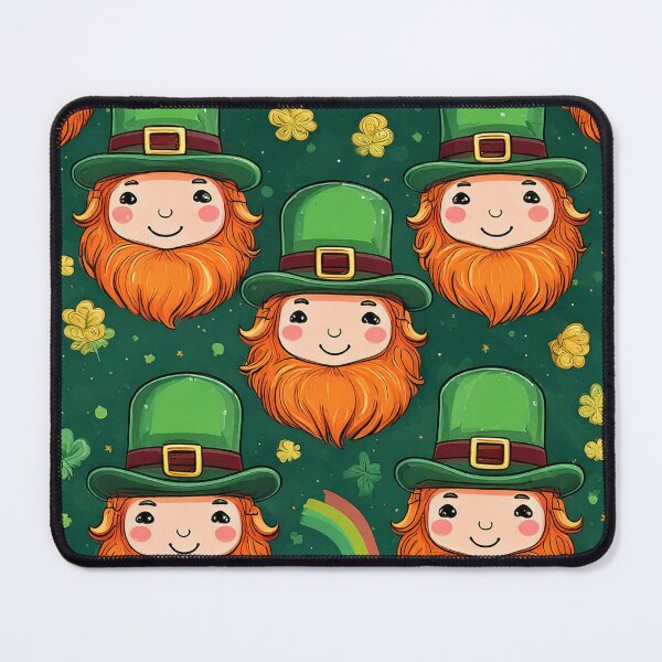 Item preview, Kawaii style leprechauns with coins, rainbow and shamrock leaves designed and sold by Designbes.