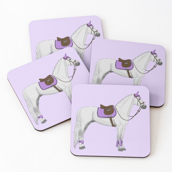 Item preview, White Hunter Jumper Horse with Lavender Accessories designed and sold by DappledMoon.