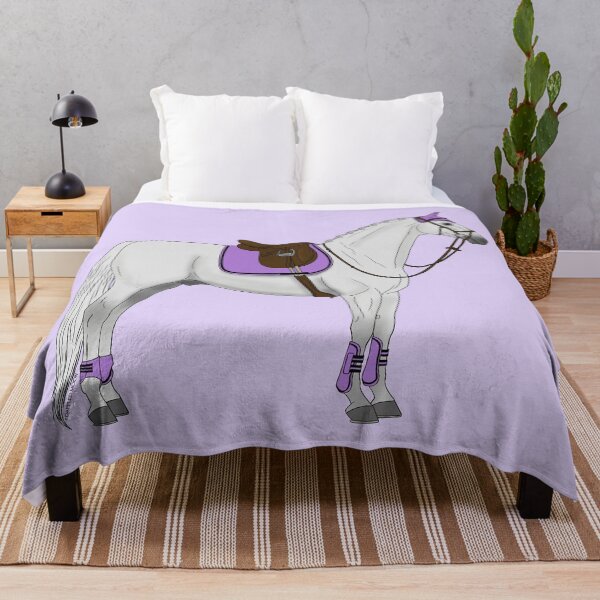 Item preview, White Hunter Jumper Horse with Lavender Accessories designed and sold by DappledMoon.