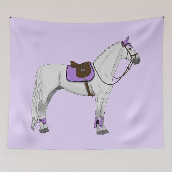 Item preview, White Hunter Jumper Horse with Lavender Accessories designed and sold by DappledMoon.