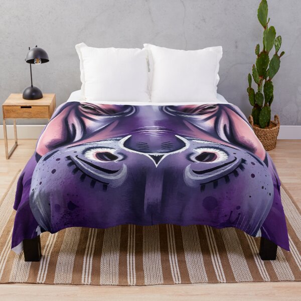 Item preview, Purple Hippo Face – Bold and Playful Water Beast Art designed and sold by WildlifeInc.