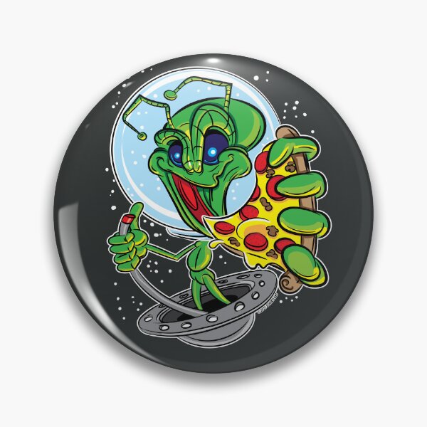 Artikelvorschau, Alien-Pizza in einer fliegenden Untertasse entworfen und verkauft von eShirtLabs.