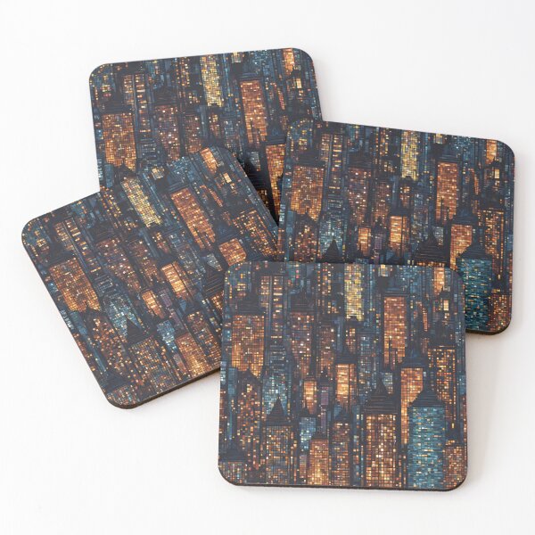 Item preview, Cityscape at Night Mosaic  designed and sold by Glam-OOTD.