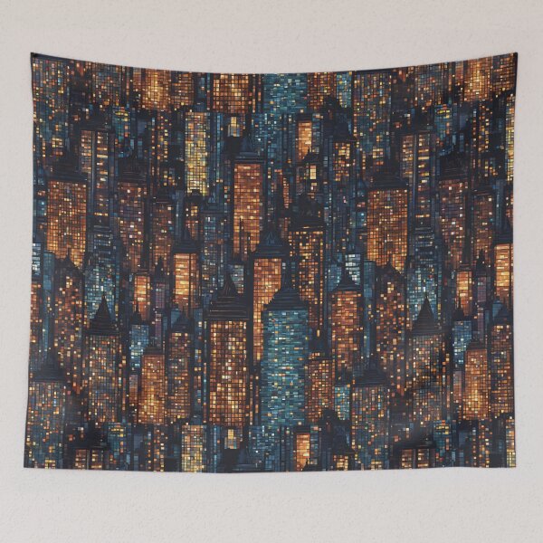 Item preview, Cityscape at Night Mosaic  designed and sold by Glam-OOTD.