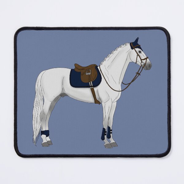 Item preview, White Hunter Jumper Horse with Navy Blue Accessories designed and sold by DappledMoon.