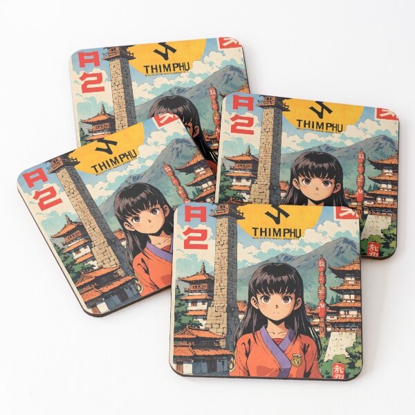 Item preview, Thimpu Bhutan Retro Anime Girl 80s Vintage Travel designed and sold by Retro-Anime9.