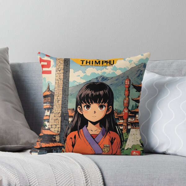 Item preview, Thimpu Bhutan Retro Anime Girl 80s Vintage Travel designed and sold by Retro-Anime9.