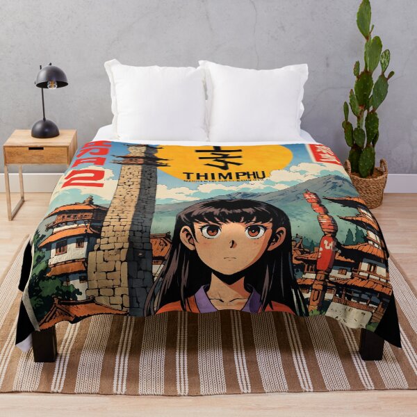 Item preview, Thimpu Bhutan Retro Anime Girl 80s Vintage Travel designed and sold by Retro-Anime9.