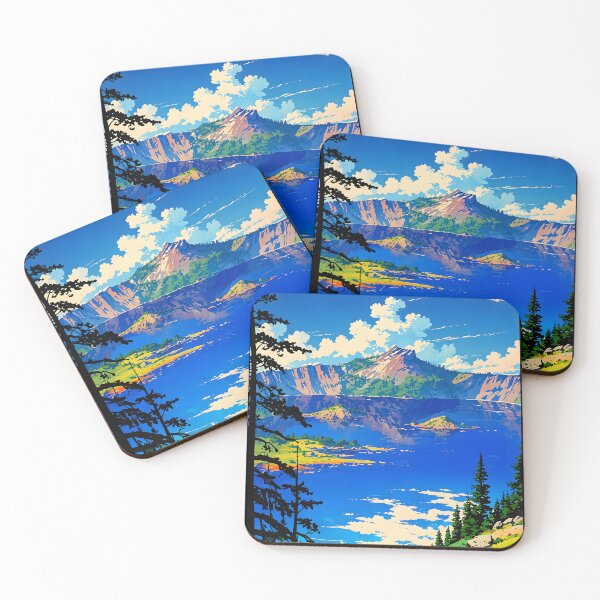 Item preview, Crater Lake Retro Anime Girl 80s Vintage Travel designed and sold by Retro-Anime9.