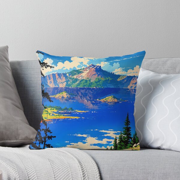 Item preview, Crater Lake Retro Anime Girl 80s Vintage Travel designed and sold by Retro-Anime9.