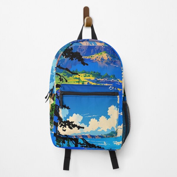 Item preview, Crater Lake Retro Anime Girl 80s Vintage Travel designed and sold by Retro-Anime9.