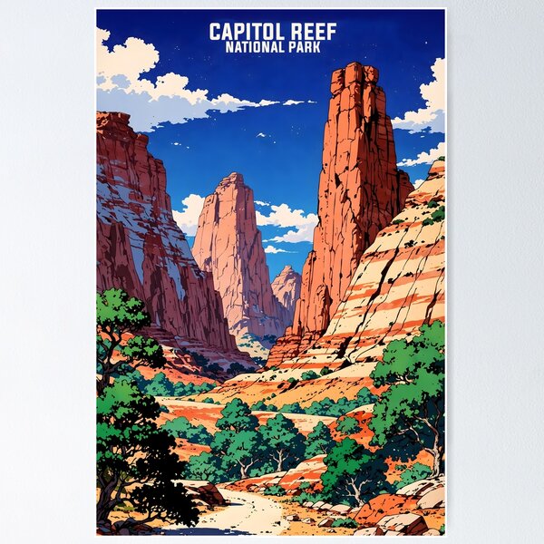 Item preview, Capitol Reef National Park USA Retro Anime Japanese 80s Vintage Travel designed and sold by Retro-Anime9.
