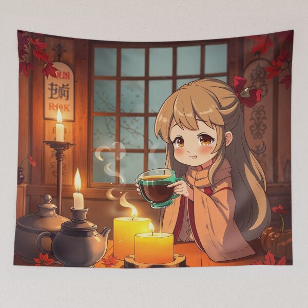 Item preview, Cozy Autumn Tea – Warm Candlelight Aesthetic designed and sold by buglevel.