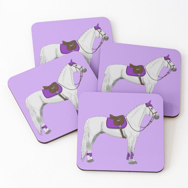 Item preview, White Hunter Jumper Horse with Purple Accessories designed and sold by DappledMoon.