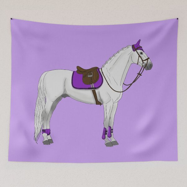 Item preview, White Hunter Jumper Horse with Purple Accessories designed and sold by DappledMoon.