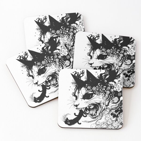 Item preview, Crazy cat in japan style manga anime ink drawing designed and sold by VonKalt.