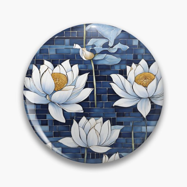 Item preview, Chinese Mosaic Lotus Blue & White Pattern designed and sold by Glam-OOTD.