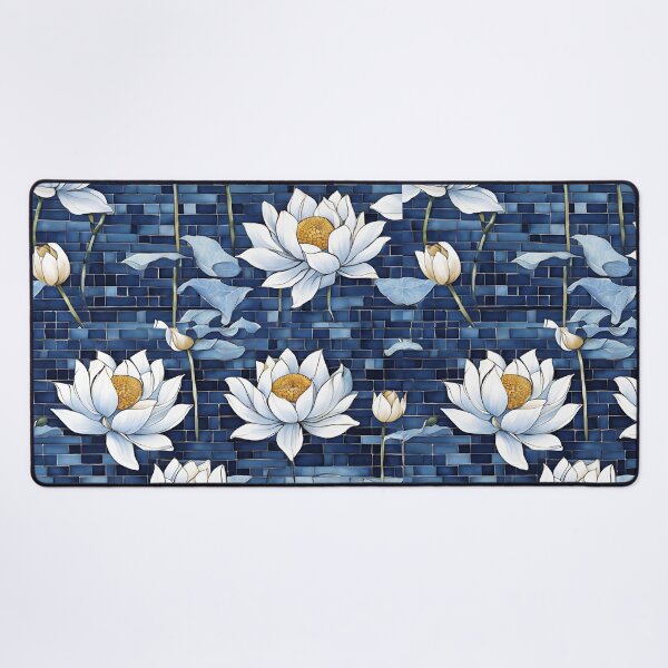 Item preview, Chinese Mosaic Lotus Blue & White Pattern designed and sold by Glam-OOTD.