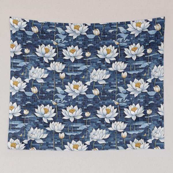 Item preview, Chinese Mosaic Lotus Blue & White Pattern designed and sold by Glam-OOTD.