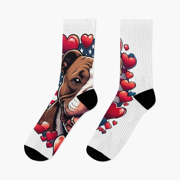 Item preview, Patriotic Pitbull with Hearts and Flag designed and sold by yasarstore.