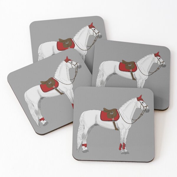Item preview, White Hunter Jumper Horse with Red Accessories designed and sold by DappledMoon.