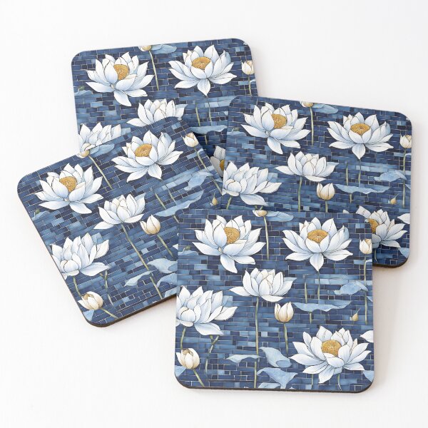 Item preview, Chinese Mosaic Lotus Blue & White Pattern designed and sold by Glam-OOTD.