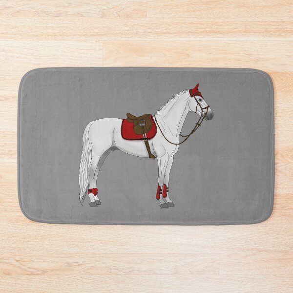 Item preview, White Hunter Jumper Horse with Red Accessories designed and sold by DappledMoon.