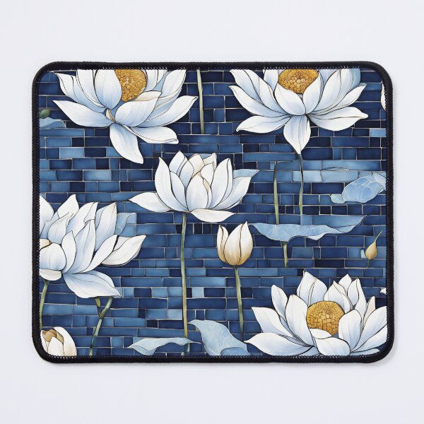 Item preview, Chinese Mosaic Lotus Blue & White Pattern designed and sold by Glam-OOTD.