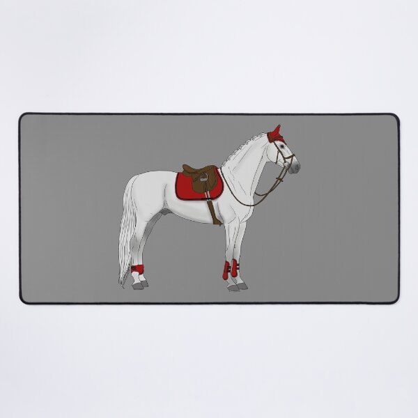Item preview, White Hunter Jumper Horse with Red Accessories designed and sold by DappledMoon.