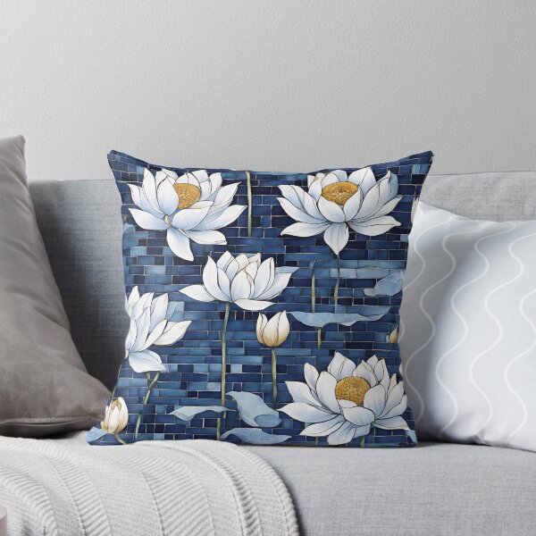 Item preview, Chinese Mosaic Lotus Blue & White Pattern designed and sold by Glam-OOTD.