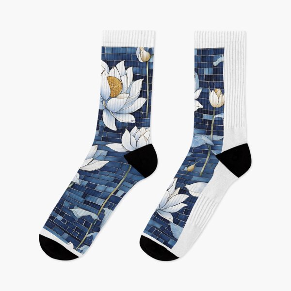 Item preview, Chinese Mosaic Lotus Blue & White Pattern designed and sold by Glam-OOTD.