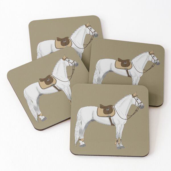 Item preview, White Hunter Jumper Horse with Tan Accessories designed and sold by DappledMoon.