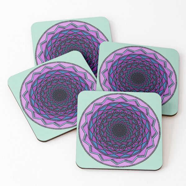 Item preview, pink and blue gradient trippy geometric mandala pattern designed and sold by Mountaineer-art.