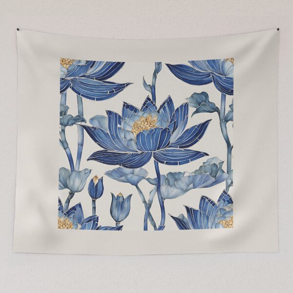 Item preview, Chinese Mosaic Lotus Blue & White designed and sold by Glam-OOTD.