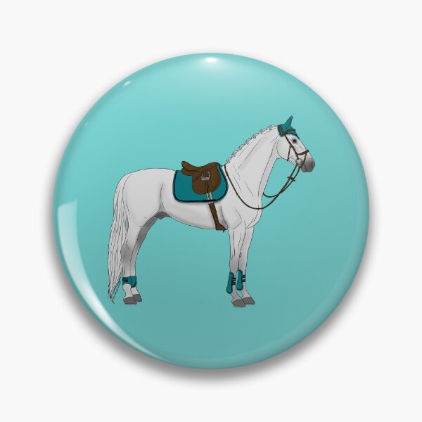Item preview, White Hunter Jumper Horse with Teal Accessories designed and sold by DappledMoon.