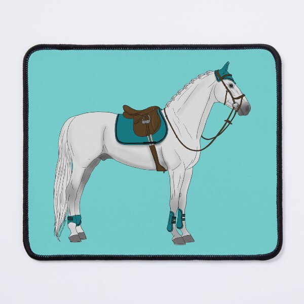 Item preview, White Hunter Jumper Horse with Teal Accessories designed and sold by DappledMoon.