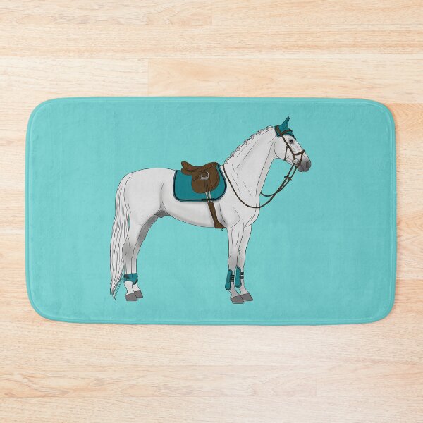 Item preview, White Hunter Jumper Horse with Teal Accessories designed and sold by DappledMoon.