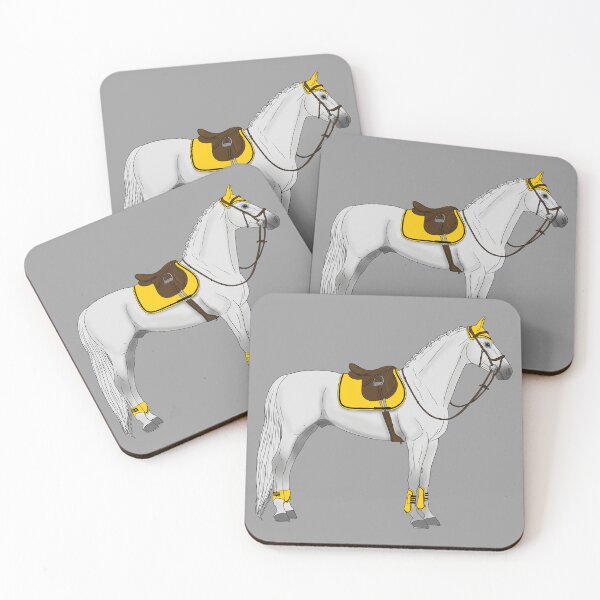 Item preview, White Hunter Jumper Horse with Yellow Accessories designed and sold by DappledMoon.