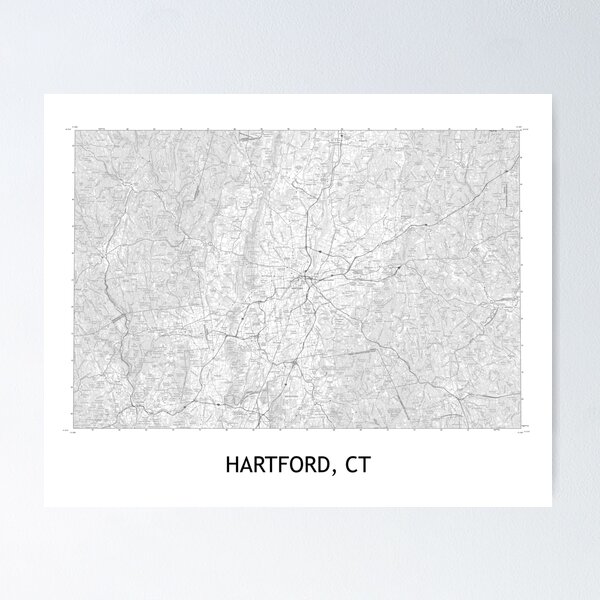 Item preview, HARTFORD, CT 100K Topographical Map Black and White designed and sold by PGHPhotoCo.